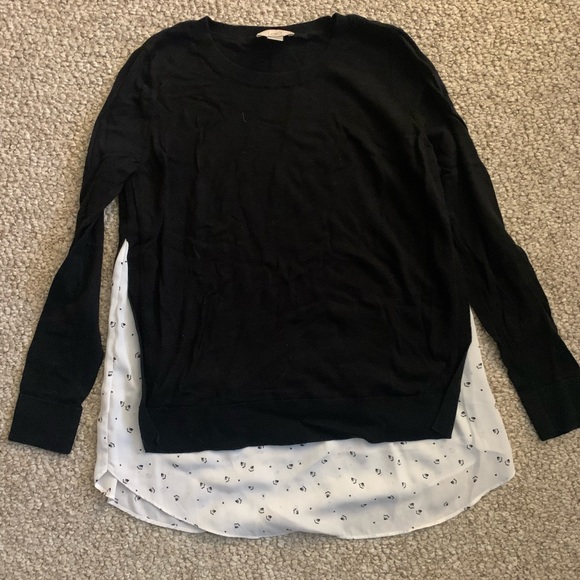 Loft Black and White Layered Sweater Size Medium - Picture 1 of 3